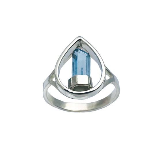 Raw aquamarine ring for girls