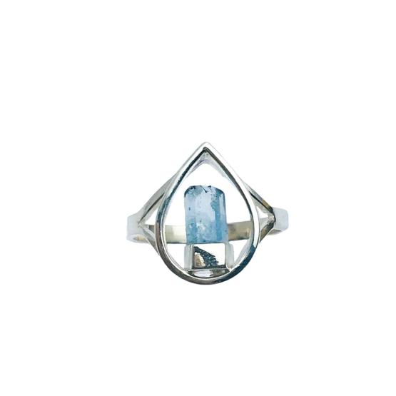 Raw aquamarine ring for girls