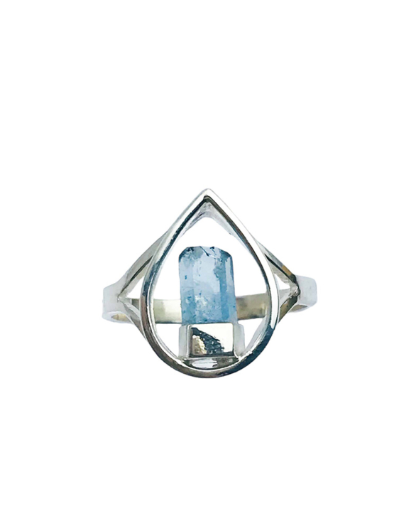 Raw aquamarine ring for girls
