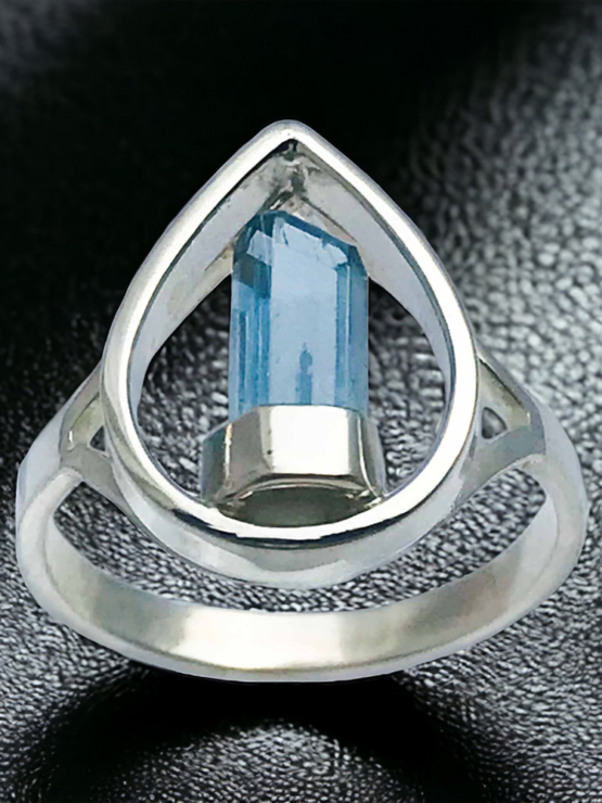 Raw aquamarine ring for girls