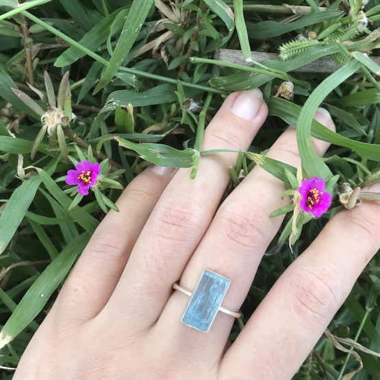 Raw aquamarine ring