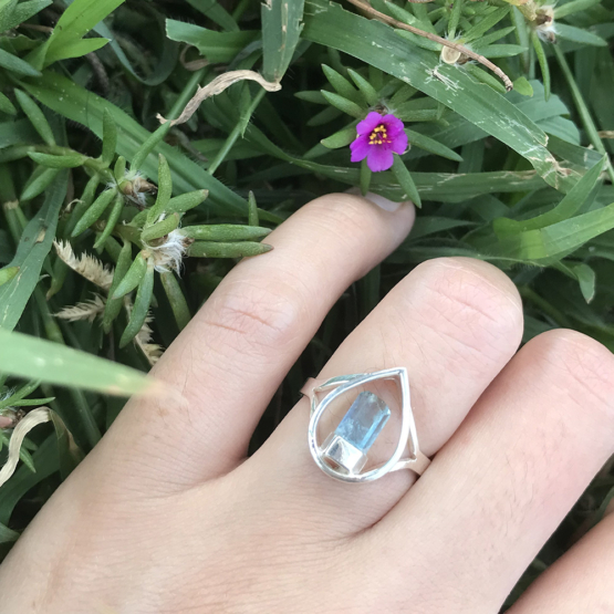 Raw aquamarine ring for girls
