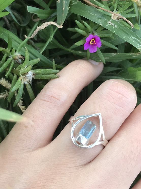 Raw aquamarine ring for girls