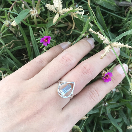 Raw aquamarine ring for girls