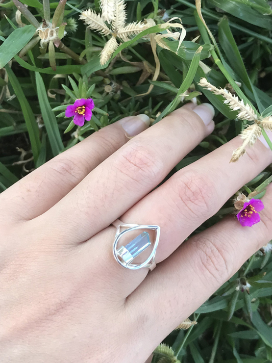 Raw aquamarine ring for girls