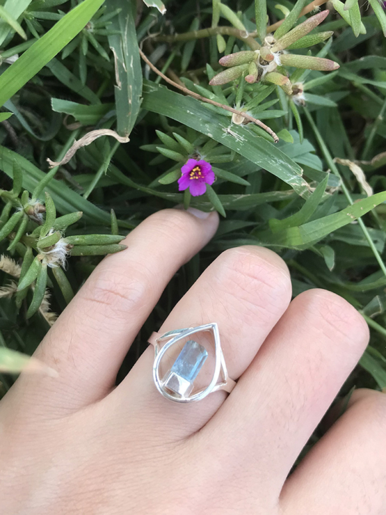 Raw aquamarine ring for girls