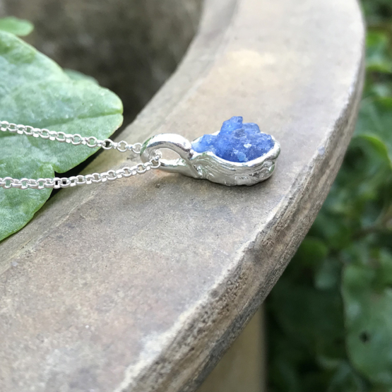 Raw blue spinel pendant