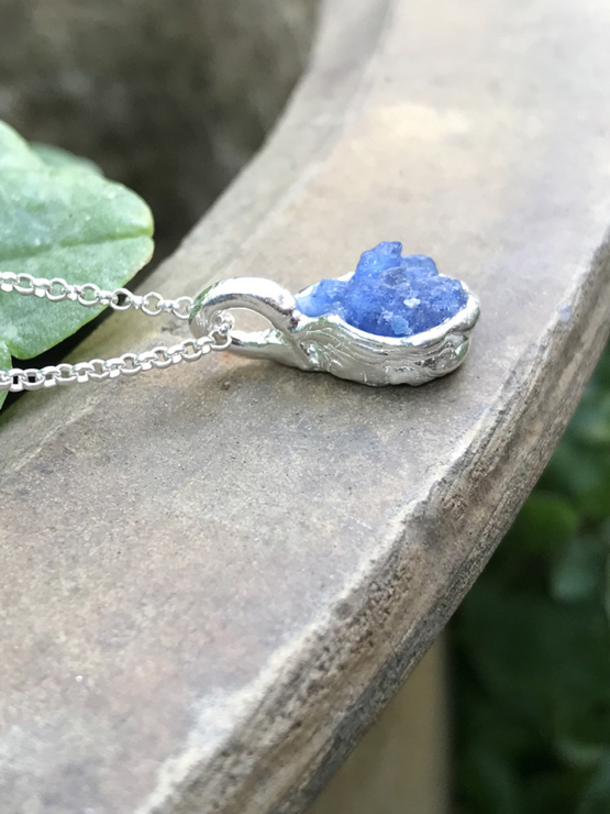 Raw blue spinel pendant