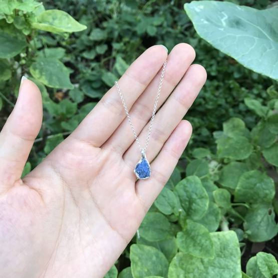 Raw blue spinel pendant