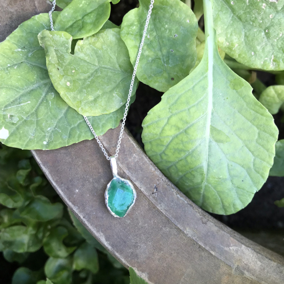 Raw emerald pendant necklace for girls - emerald pendant - emerald crystal pendant