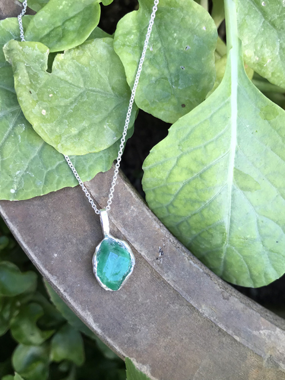 Raw emerald pendant necklace for girls - emerald pendant - emerald crystal pendant