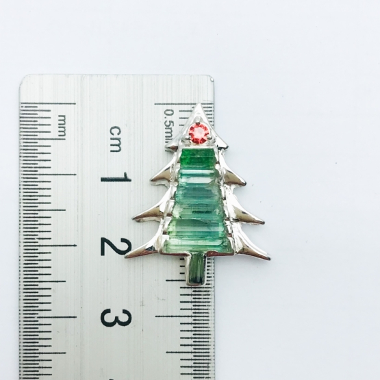 Christmas tree pendant-Green tourmaline pendant necklace for girls-tree pendant