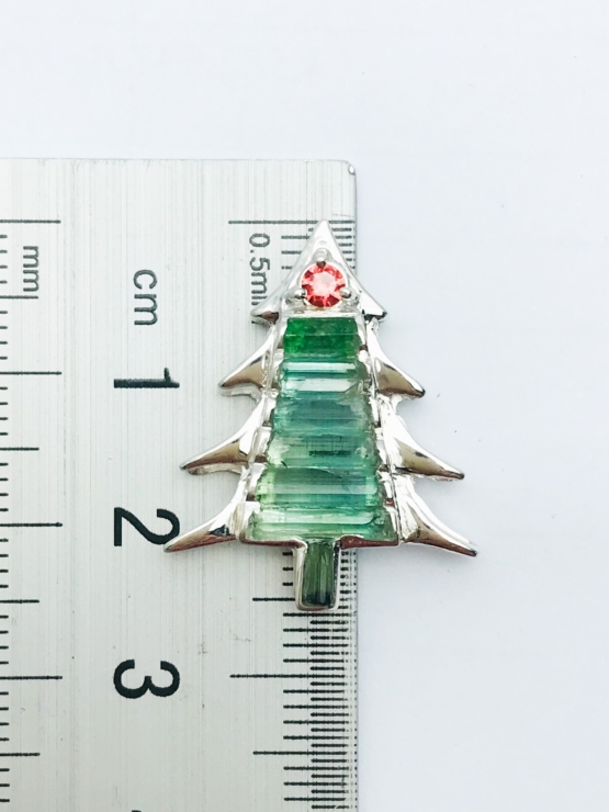 Christmas tree pendant-Green tourmaline pendant necklace for girls-tree pendant