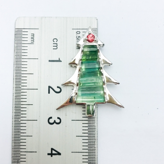 Christmas tree pendant-Green tourmaline pendant necklace for girls-tree pendant