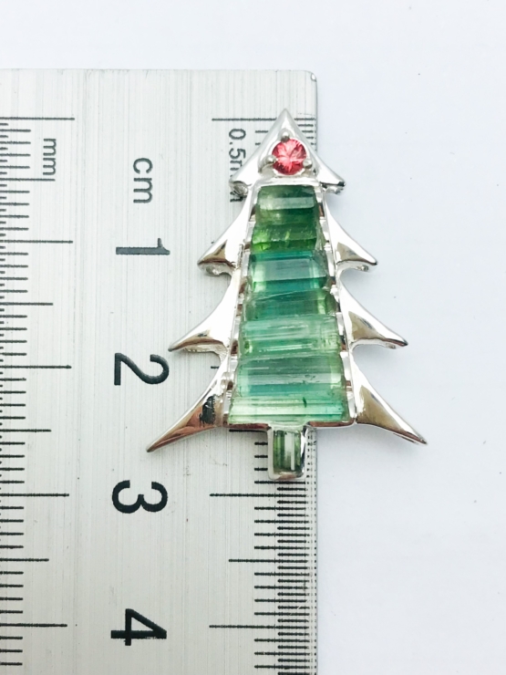Christmas tree pendant-Green tourmaline pendant necklace for girls-tree pendant