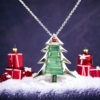 Christmas tree pendaant-Green tourmaline pendant necklace for girls-tree pendant