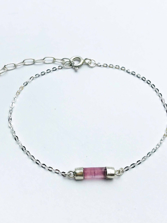 Pink tourmaline bracelet for girls- pink tourmaline crystal bracelet- raw tourmaline bracelet-Pink stone bracelet