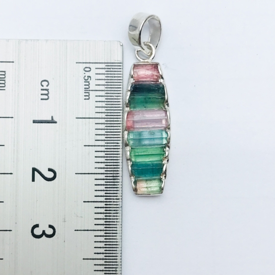 Raw tourmaline pendant necklace for girls-multiple color tourmaline crystal pendant Colorful tourmaline pendant