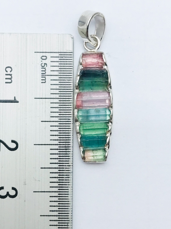 Raw tourmaline pendant necklace for girls-multiple color tourmaline crystal pendant Colorful tourmaline pendant