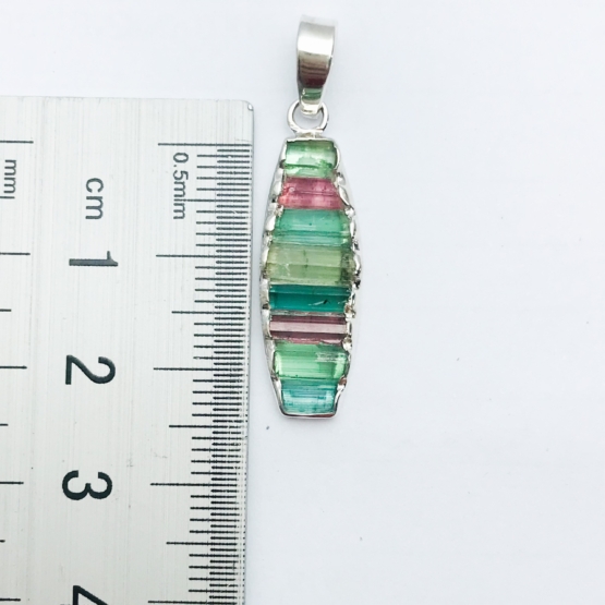 Raw tourmaline pendant necklace for girls-multiple color tourmaline crystal pendant Colorful tourmaline pendant