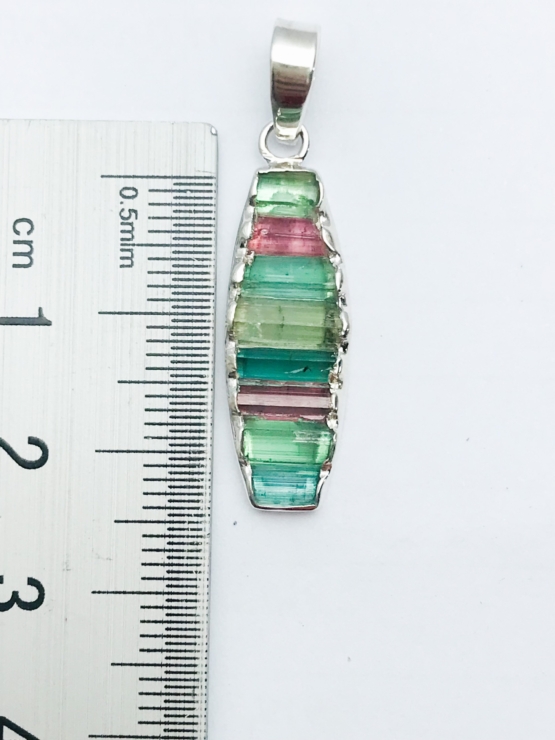 Raw tourmaline pendant necklace for girls-multiple color tourmaline crystal pendant Colorful tourmaline pendant