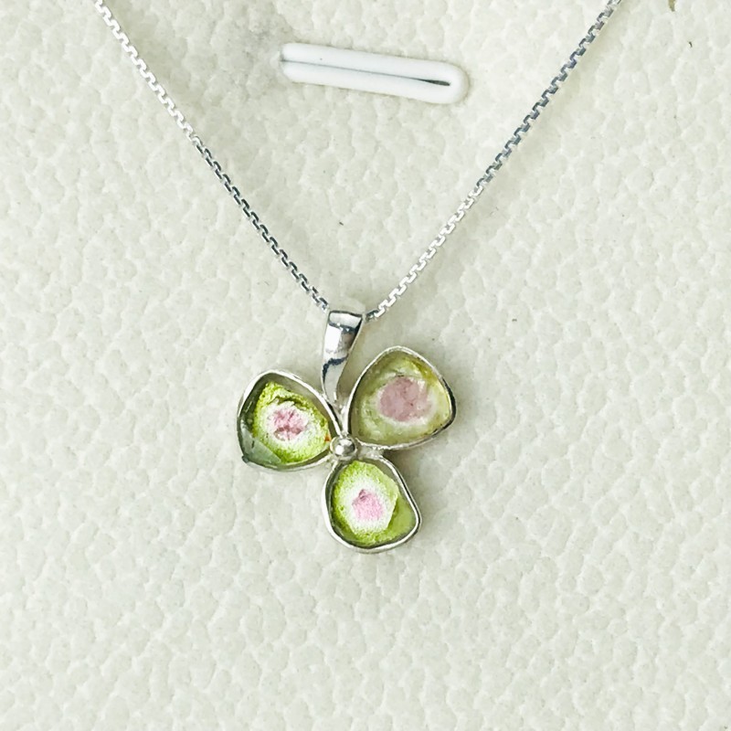 Clover watermelon tourmaline pendant sterling silver watermelon tourmaline pendant Clover watermelon tourmaline pendant sterling silver watermelon tourmaline pendant