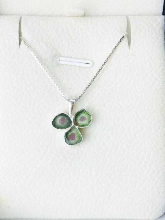 Clover watermelon tourmaline pendant sterling silver watermelon tourmaline pendant