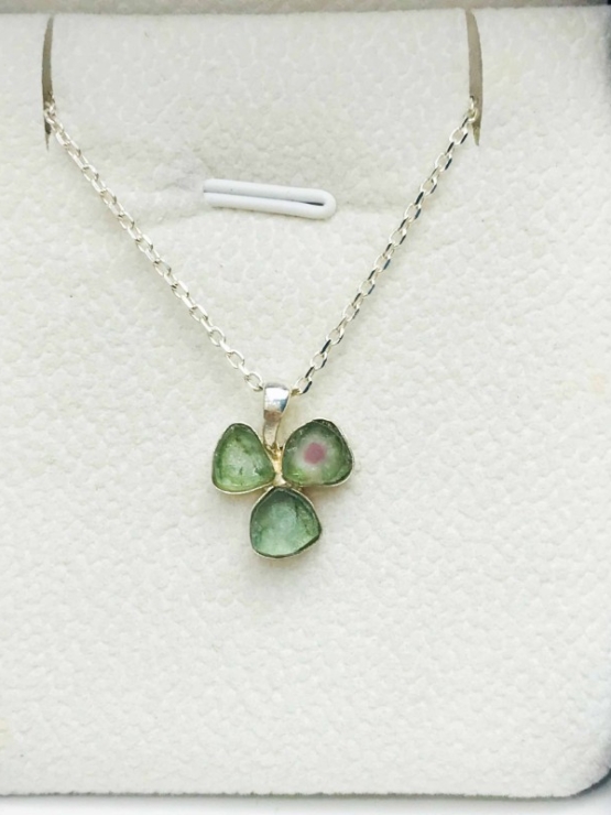 Clover watermelon tourmaline pendant sterling silver watermelon tourmaline pendant