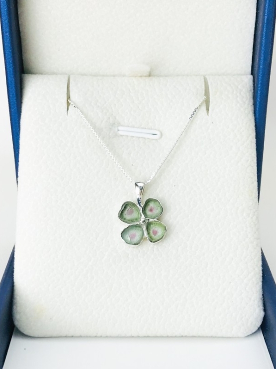 Clover watermelon tourmaline pendant sterling silver watermelon tourmaline pendant