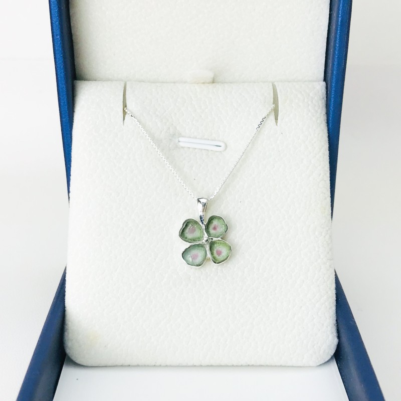 Clover watermelon tourmaline pendant sterling silver watermelon tourmaline pendant Clover watermelon tourmaline pendant sterling silver watermelon tourmaline pendant