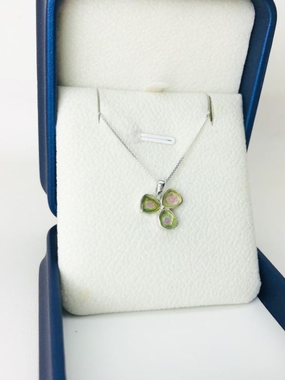 Clover watermelon tourmaline pendant sterling silver watermelon tourmaline pendant