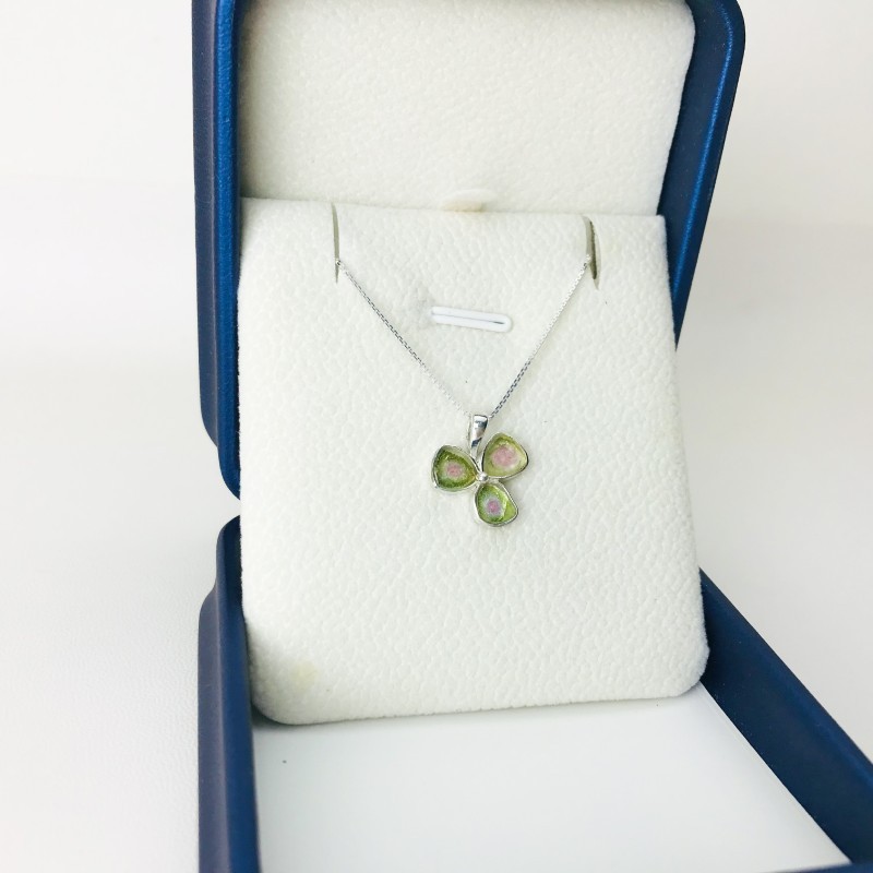 Clover watermelon tourmaline pendant sterling silver watermelon tourmaline pendant Clover watermelon tourmaline pendant sterling silver watermelon tourmaline pendant
