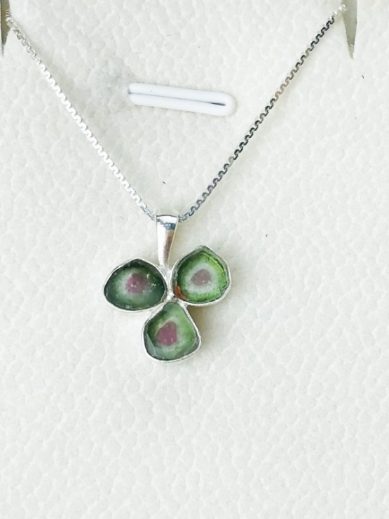 Clover watermelon tourmaline pendant sterling silver watermelon tourmaline pendant