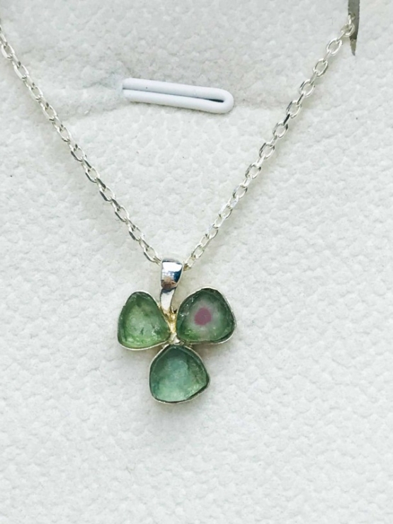 Clover watermelon tourmaline pendant sterling silver watermelon tourmaline pendant