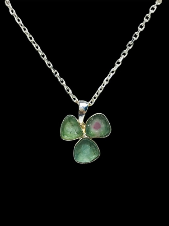 Clover watermelon tourmaline pendant sterling silver watermelon tourmaline pendant
