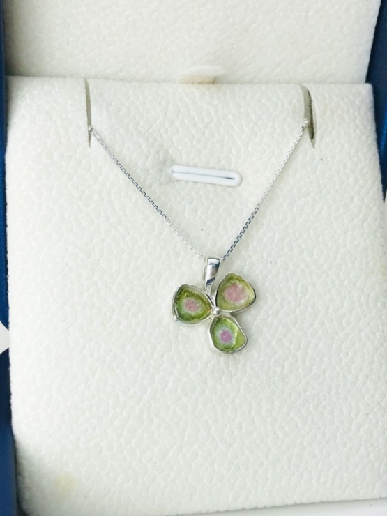 Clover watermelon tourmaline pendant sterling silver watermelon tourmaline pendant