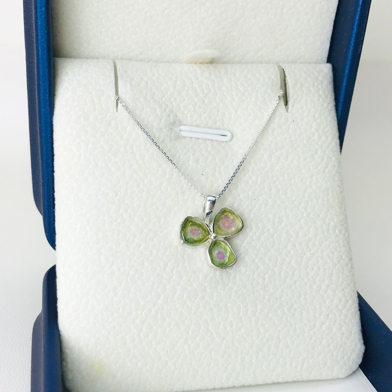 Clover watermelon tourmaline pendant sterling silver watermelon tourmaline pendant Clover watermelon tourmaline pendant sterling silver watermelon tourmaline pendant