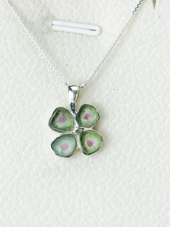 Clover watermelon tourmaline pendant sterling silver watermelon tourmaline pendant