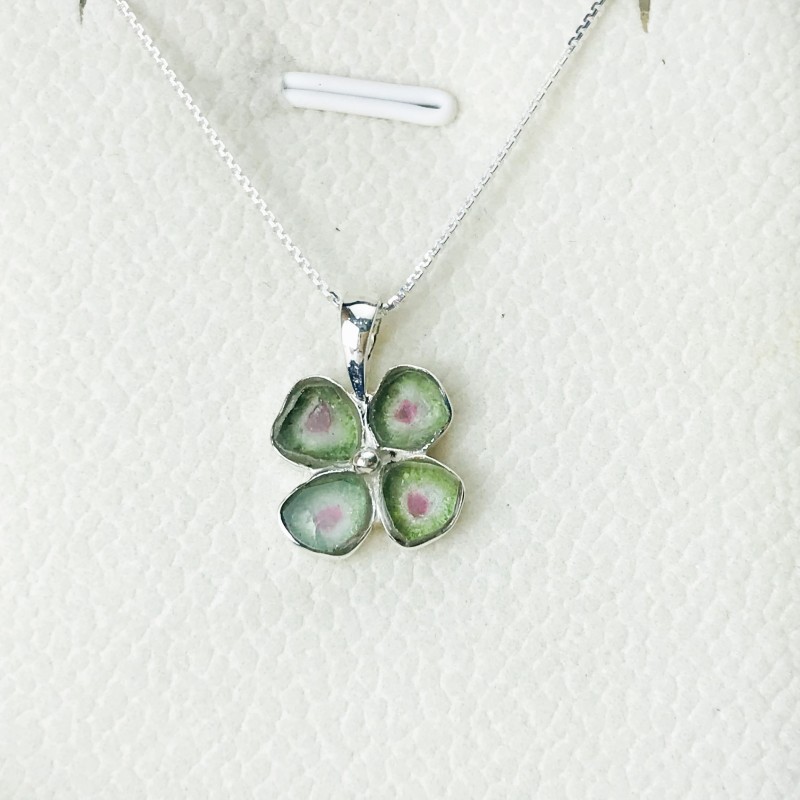 Clover watermelon tourmaline pendant sterling silver watermelon tourmaline pendant Clover watermelon tourmaline pendant sterling silver watermelon tourmaline pendant