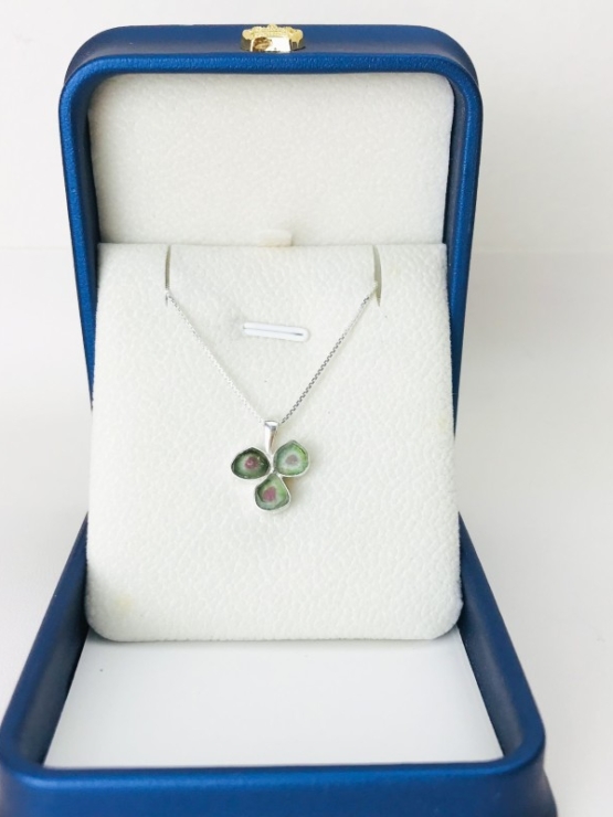 Clover watermelon tourmaline pendant sterling silver watermelon tourmaline pendant