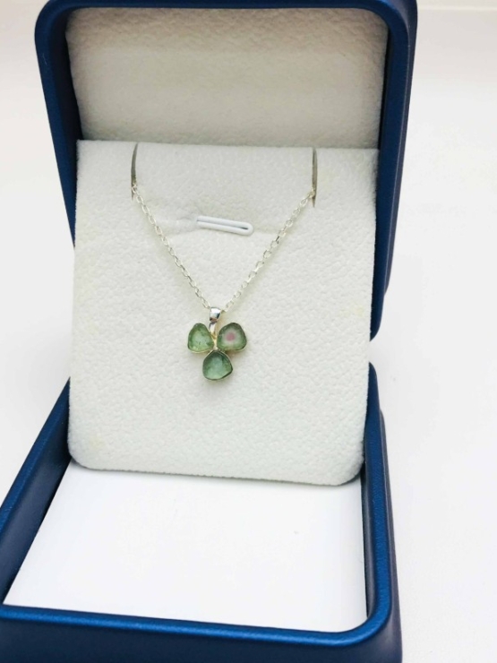Clover watermelon tourmaline pendant sterling silver watermelon tourmaline pendant