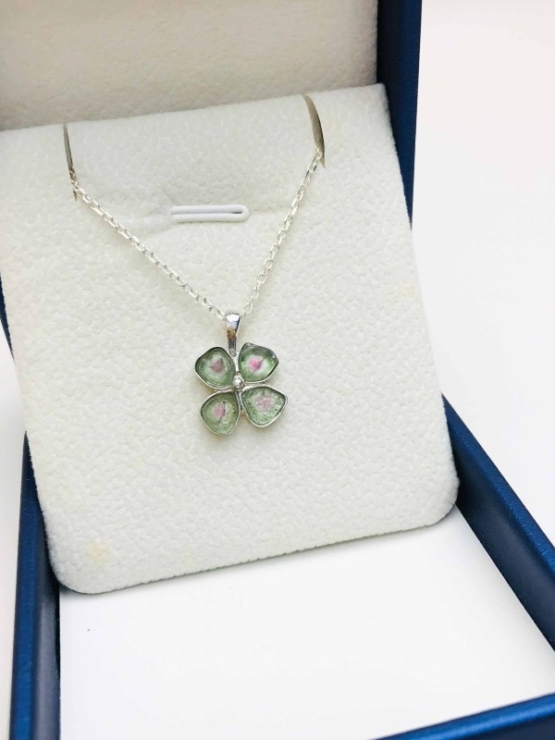 Clover watermelon tourmaline pendant sterling silver watermelon tourmaline pendant