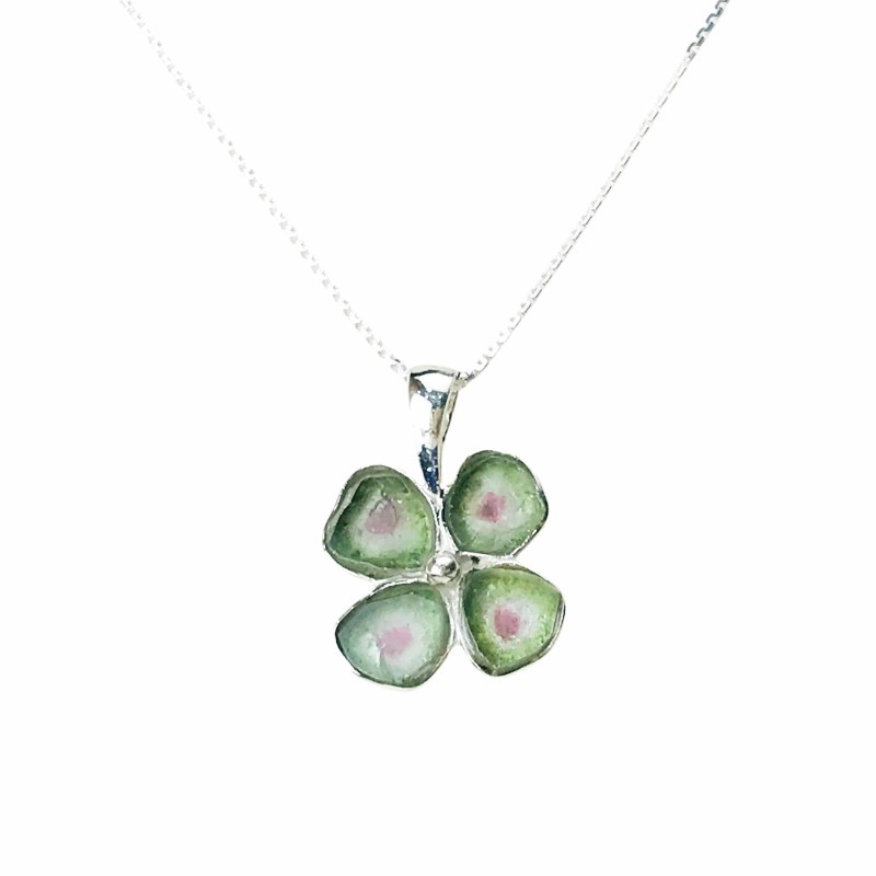 Clover watermelon tourmaline pendant sterling silver watermelon tourmaline pendant Clover watermelon tourmaline pendant sterling silver watermelon tourmaline pendant
