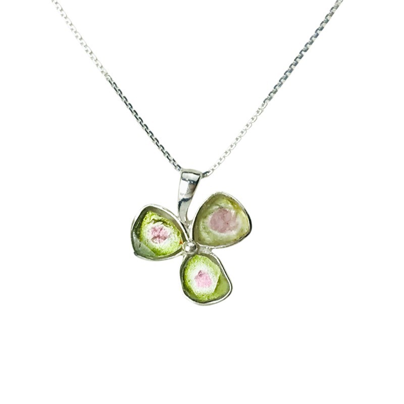 Clover watermelon tourmaline pendant sterling silver watermelon tourmaline pendant Clover watermelon tourmaline pendant sterling silver watermelon tourmaline pendant