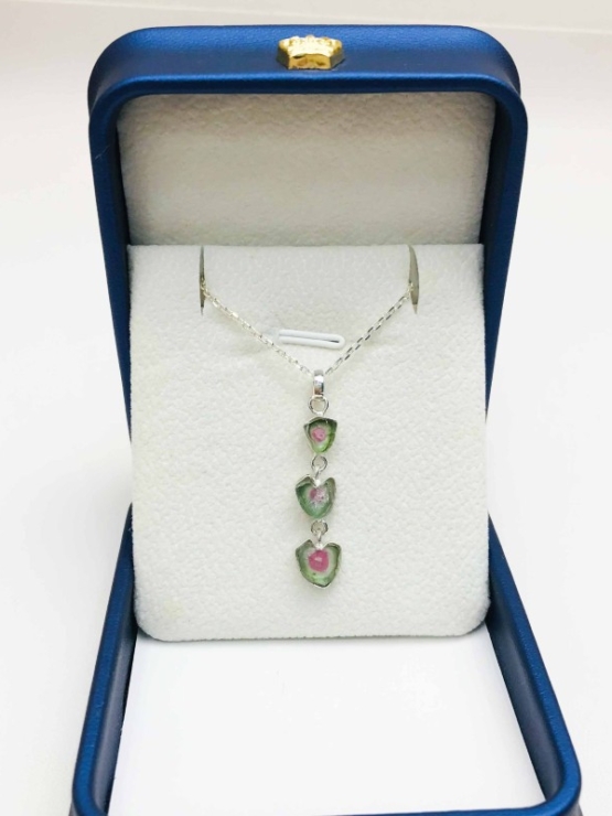 Combined watermelon tourmaline pendant sterling silver watermelon tourmaline pendant