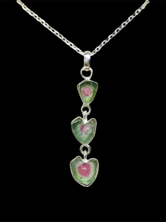 Combined watermelon tourmaline pendant sterling silver watermelon tourmaline pendant