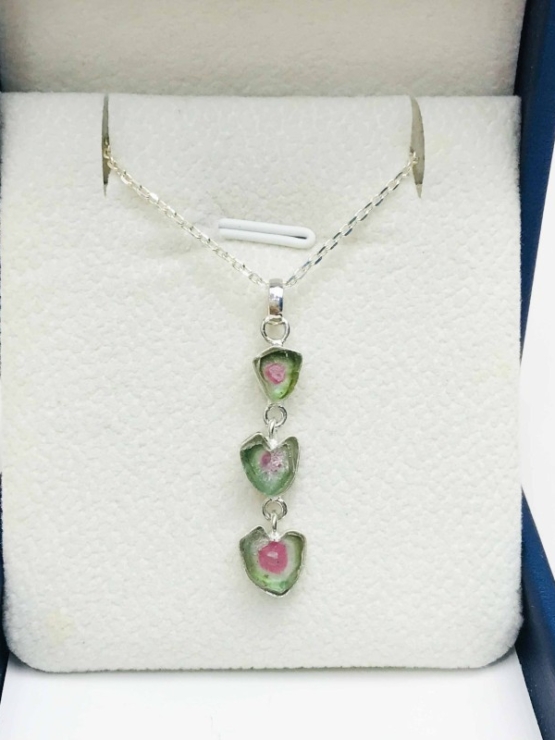 Combined watermelon tourmaline pendant sterling silver watermelon tourmaline pendant