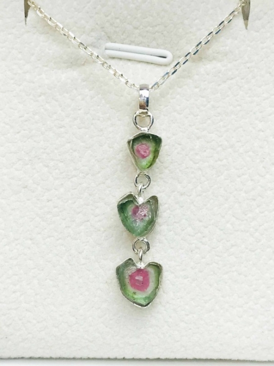 Combined watermelon tourmaline pendant sterling silver watermelon tourmaline pendant