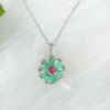 Emerald flower pendant necklace for her May birthstone for her