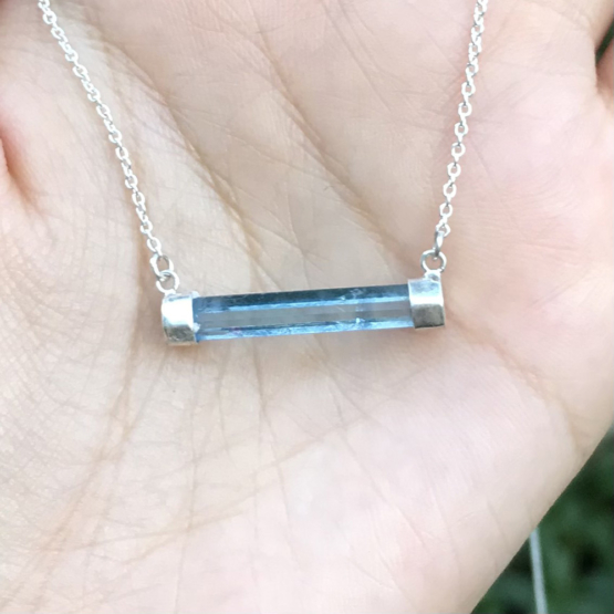 Horizontal aquamarine necklace for girls - aquamarine choker - horizontal crystal choker